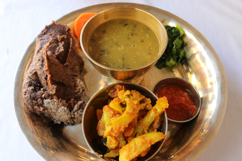 Dal-Bhat with Dhido (Dhindo)