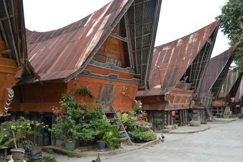 Lake Toba in Sumatra, Indonesia: Batak-style houses in Samosir Island