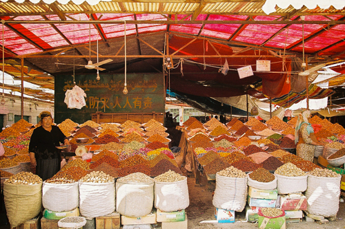 Spice shop at bazaar in Uyghur, China